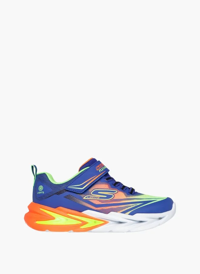 SKECHERS Boys' Logo Detail Light-Up Sports Shoes with Hook and Loop Closure - FLEXGLOW ULTRA