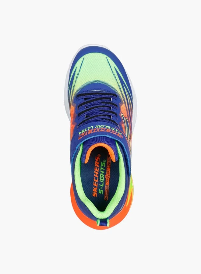 SKECHERS Boys' Logo Detail Light-Up Sports Shoes with Hook and Loop Closure - FLEXGLOW ULTRA