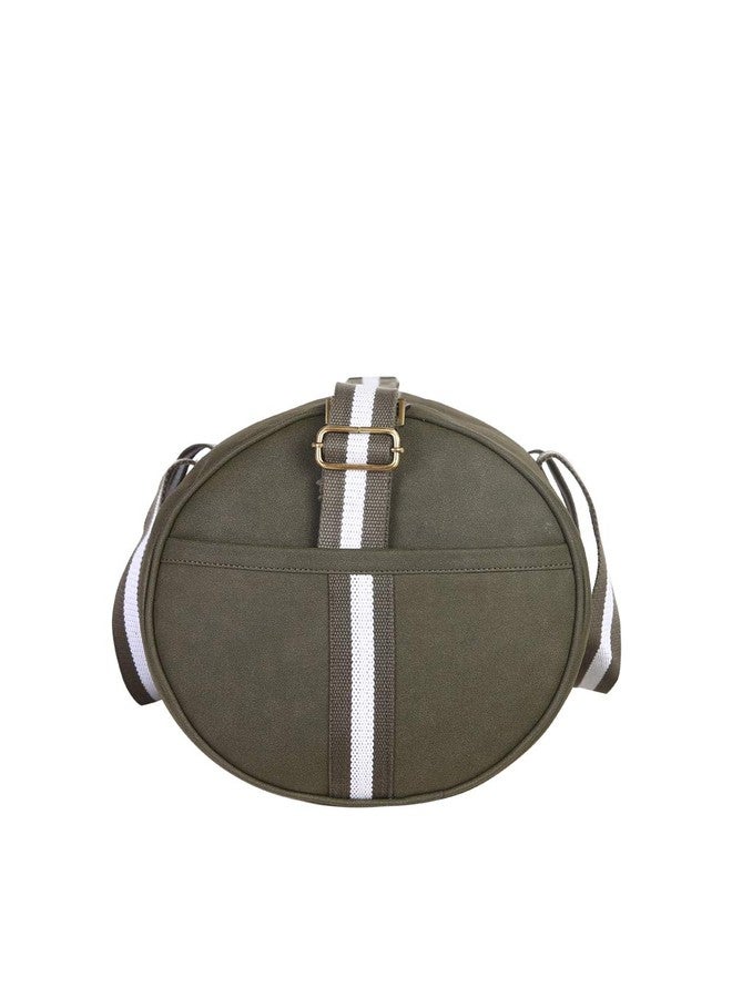 Strutt Premium Leatherette Stylish & Lightweight Travel Duffle Bag for Women, Premium Duffel Bag for Travelling & Gym - OliveGreen & White - Image 4