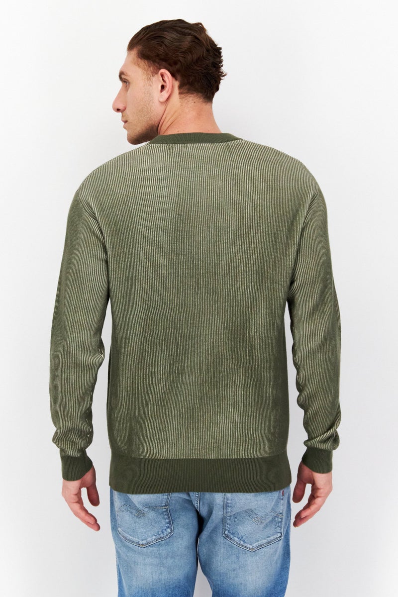 Lyle & Scott Men Crew Neck Long Sleeve Embroidered Logo Sweatshirt, Olive - Image 3