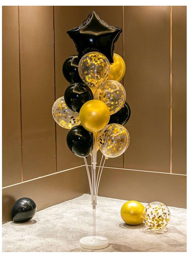 Graduation, Success, Birthday Party Decorations Set of 16 Black and Gold Balloons and Clear Balloons Filled with Gold Foil Confetti - Image 1