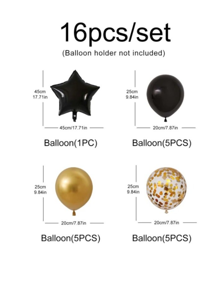 Graduation, Success, Birthday Party Decorations Set of 16 Black and Gold Balloons and Clear Balloons Filled with Gold Foil Confetti - Image 2