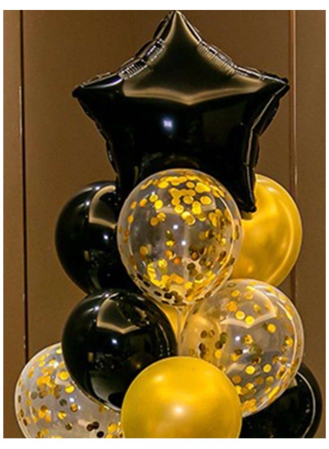 Graduation, Success, Birthday Party Decorations Set of 16 Black and Gold Balloons and Clear Balloons Filled with Gold Foil Confetti - Image 3