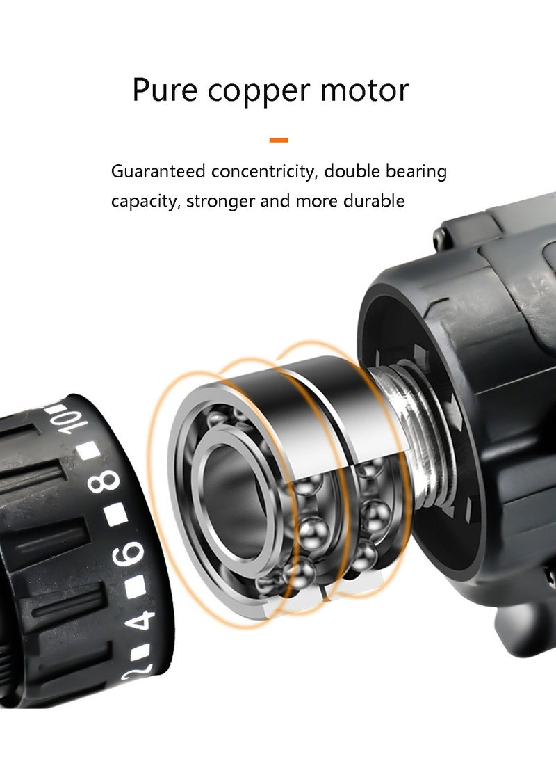 12V Cordless Impact Drill Driver Multifunctional Electric Drill Machine 2 Gear Speed Built-in LED Light and 1 Battery for Home DIY and Garden Repair - Image 3