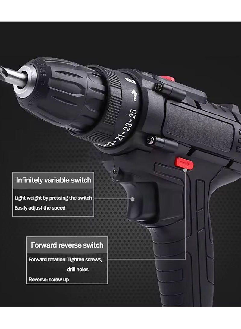 12V Cordless Impact Drill Driver Multifunctional Electric Drill Machine 2 Gear Speed Built-in LED Light and 1 Battery for Home DIY and Garden Repair - Image 4