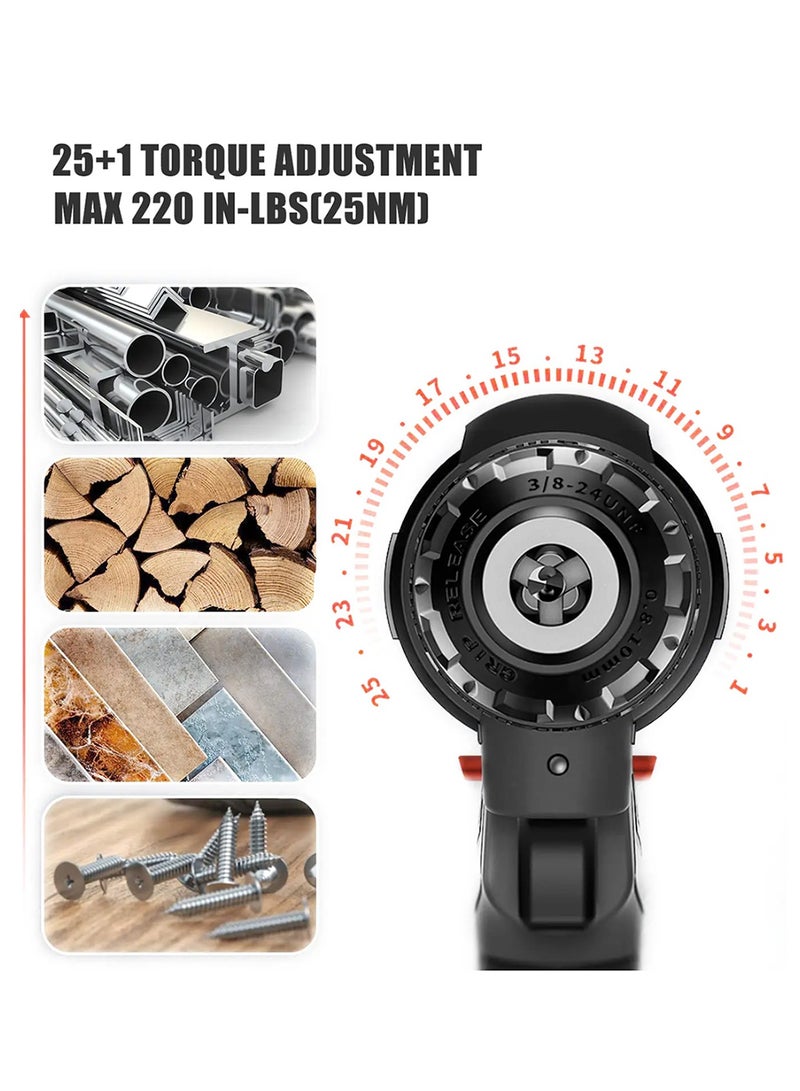 12V Cordless Impact Drill Driver Multifunctional Electric Drill Machine 2 Gear Speed Built-in LED Light and 1 Battery for Home DIY and Garden Repair - Image 5