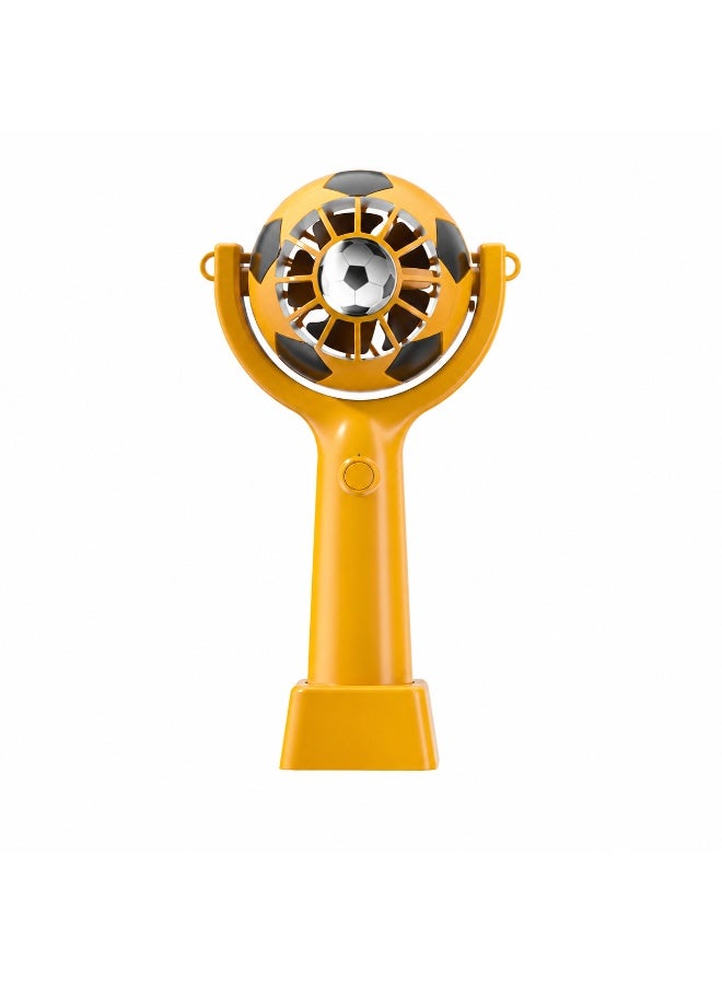 Portable Mini Fan, USB Rechargeable Handheld Cooling Fan with Base & Lanyard, 3-Speed Personal Fan, Football Design for Travel, Office, Home & Outdoor - Image 1