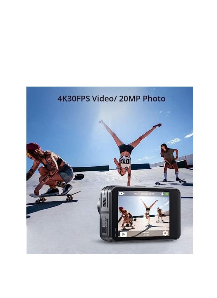 Akaso - AKASO Brave 7 LE 4K30FPS 20MP WiFi Action Camera with Touch Screen Vlog Camera EIS 2.0 Remote Control 131 Feet Underwater Camera with 2X 1350mAh Batteries Support External Microphone - Image 1