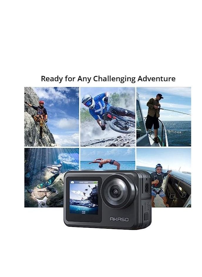 Akaso - AKASO Brave 7 LE 4K30FPS 20MP WiFi Action Camera with Touch Screen Vlog Camera EIS 2.0 Remote Control 131 Feet Underwater Camera with 2X 1350mAh Batteries Support External Microphone - Image 1