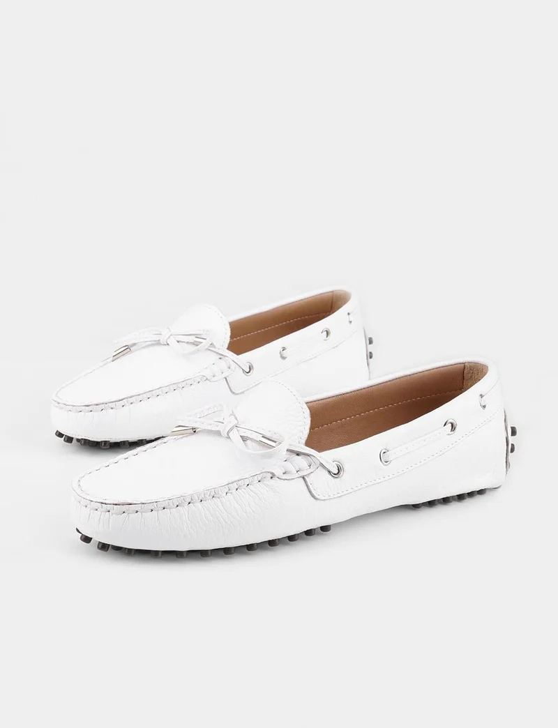 Cabani Women's Bow Detailed Loafer (Drive-Moccasin) Shoes 6026 White