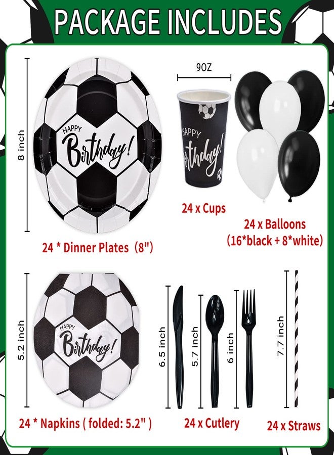 DYLIVeS 192 Pcs Soccer Birthday Party Supplies, Soccer Themed Party Decorations Soccer Party Favors Packs Disposable Tableware for Kids, 8" Paper Plates Cups Napkins Straws Balloons Cutlery, Serve 24 - Image 2