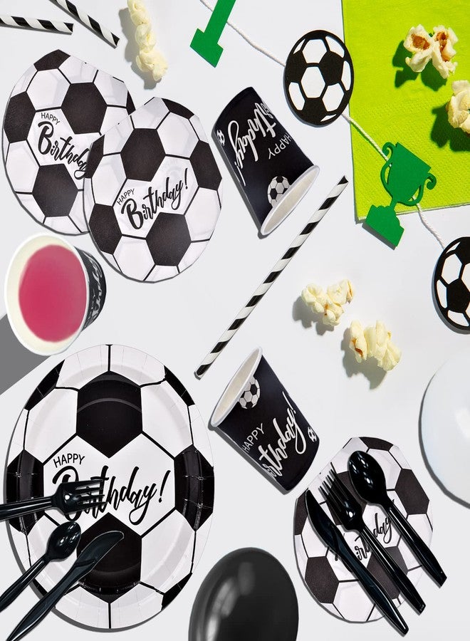 DYLIVeS 192 Pcs Soccer Birthday Party Supplies, Soccer Themed Party Decorations Soccer Party Favors Packs Disposable Tableware for Kids, 8" Paper Plates Cups Napkins Straws Balloons Cutlery, Serve 24 - Image 3