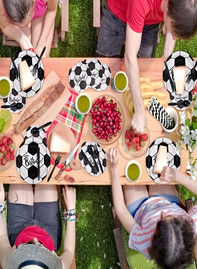 DYLIVeS 192 Pcs Soccer Birthday Party Supplies, Soccer Themed Party Decorations Soccer Party Favors Packs Disposable Tableware for Kids, 8" Paper Plates Cups Napkins Straws Balloons Cutlery, Serve 24 - Image 4