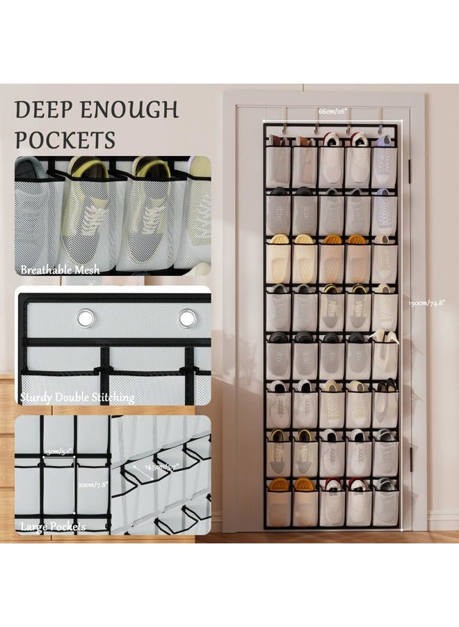 Homyfort 40 Large Pocket Over the Door Shoe Organizer, Extra Sturdy Oxford Fabric Hanging Shoe Rack for Door Closet, Wall Mesh Shoe Storage Holder for Mens Women Shoes - Image 3