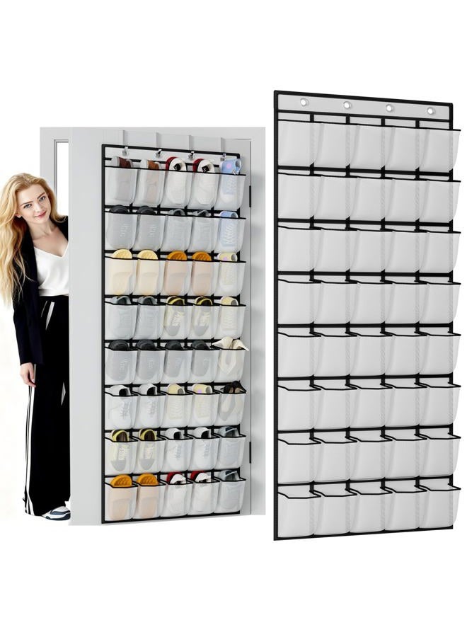 Homyfort 40 Large Pocket Over the Door Shoe Organizer, Extra Sturdy Oxford Fabric Hanging Shoe Rack for Door Closet, Wall Mesh Shoe Storage Holder for Mens Women Shoes - Image 1
