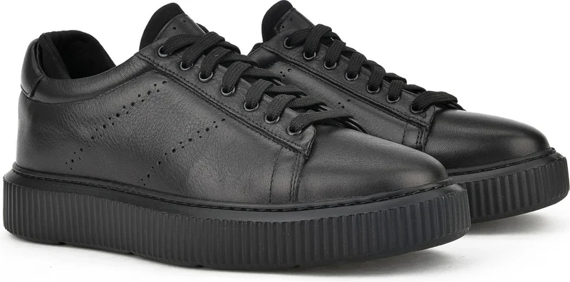 زيا , Men's Genuine Leather Sneaker 1331026Z105 Black
