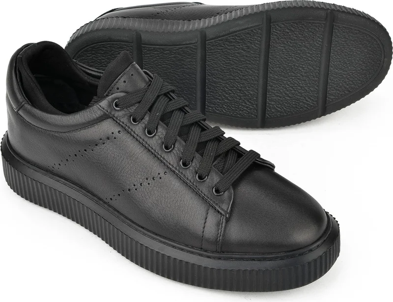 زيا , Men's Genuine Leather Sneaker 1331026Z105 Black