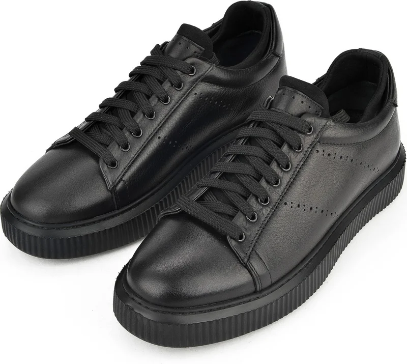 زيا , Men's Genuine Leather Sneaker 1331026Z105 Black