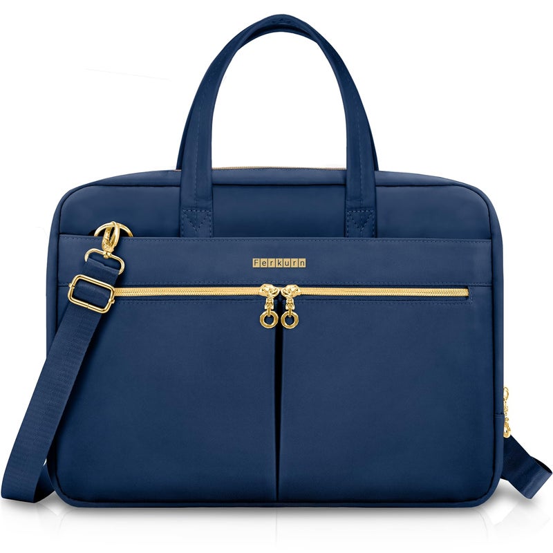 Ferkurn Laptop Bag Case Women Men Computer Bag Compatible with MacBook/HP/LG/Dell, Shoulder Strap Slim Carrying Messenger Briefcase, Blue, 17-17.3 Inch - Image 4