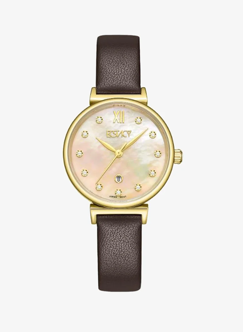 إكستاسي Women's Leather Analog Watch E25507-GLDMC - 30mm mm