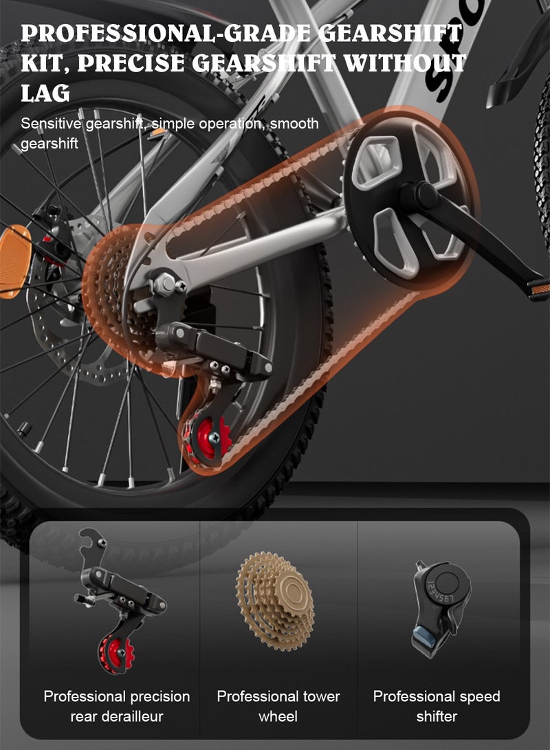 ما بيبي دراجة للأطفال 18-20-22-24 بوصة مزدوجة أقراص الفرامل 7 السرعة التروس، مع مقاعد قابلة للتعديل و ليد هيدليه، Kids Mountain Bike for 5-12 Years Boys and Girs. - Image 5