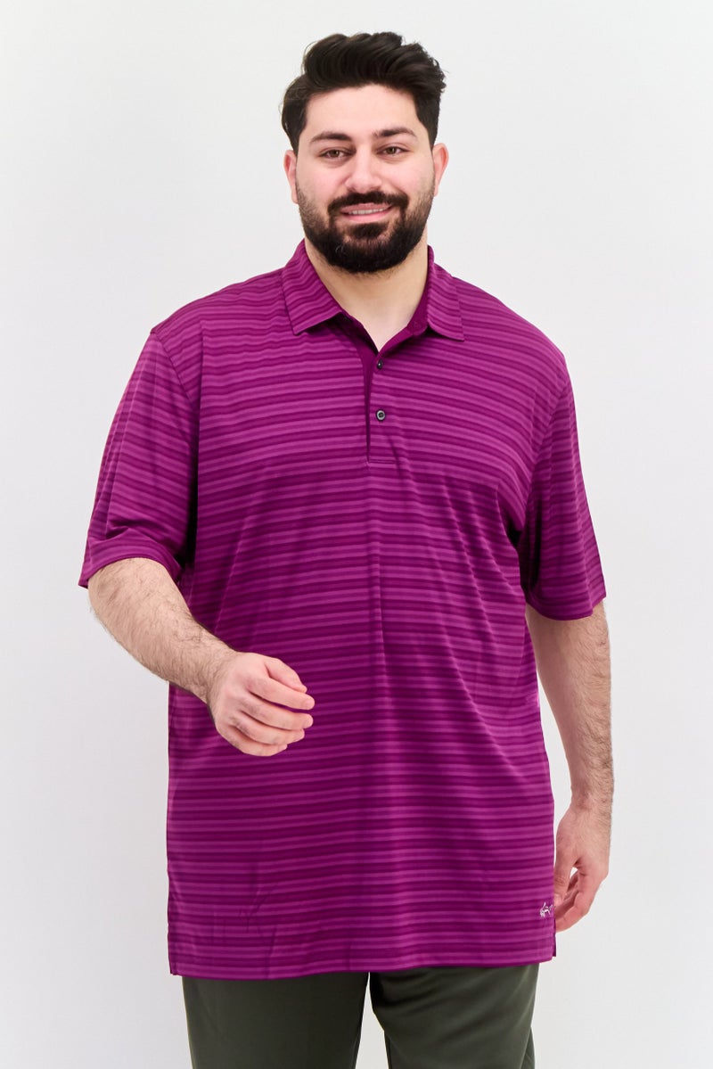Greg Norman Men Sportswear Fit Short Sleeves Training Polo Shirt, Purple - Image 1
