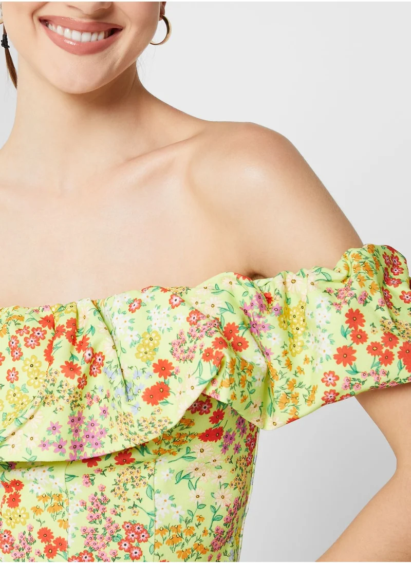 RIVER ISLAND Bardot Printed Crop Top