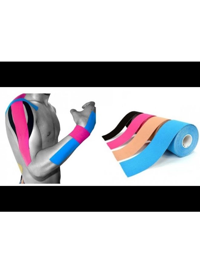 كينيسيولوجي تيب شريط لاصق لإصابات الرياضة بنمط كينيزيولوجي، آمن على الجلد ومقاوم للماء، شريط طبي، للرياضة والعلاج الطبيعي، 5 سم × 5 م - Image 2