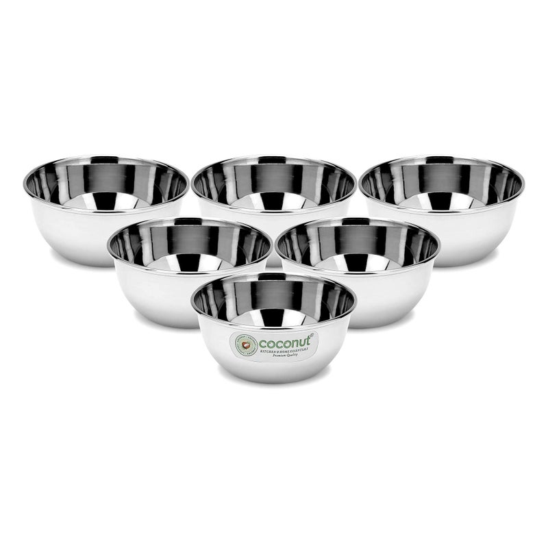 coconut Stainless Steel - Cute Bowl/Vati/Katori C31 | Set of 6 | 150ML Each | Ideal for Serving Dal, Curry, Kheer, Raita, Desserts | Durable, Rust-Free | Kitchen & Dining Essential - Image 5