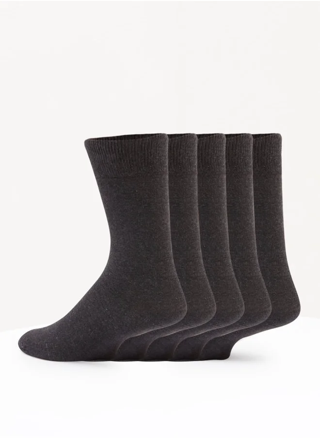 دوتشيني Men's Solid Calf Length Socks - Set of 5