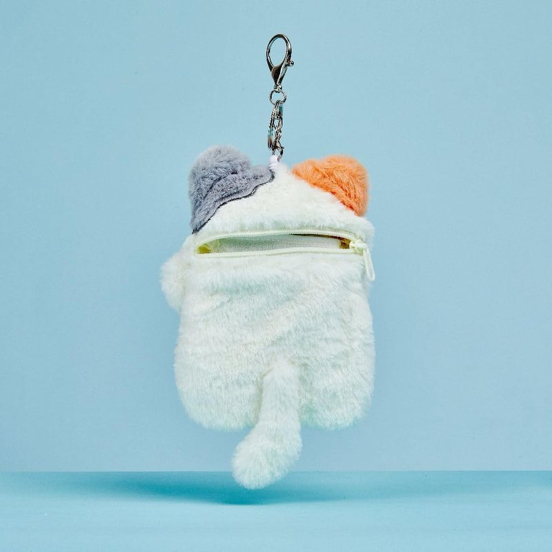 MANDU DECO Calico Cat Plush Photocard Holder, ID Badge Holder Cover Protective Lanyard, Two pockets, fits toploaders and airpods - Image 4
