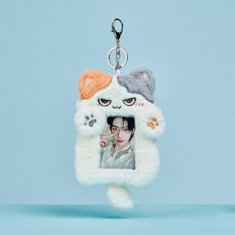 MANDU DECO Calico Cat Plush Photocard Holder, ID Badge Holder Cover Protective Lanyard, Two pockets, fits toploaders and airpods - Image 5