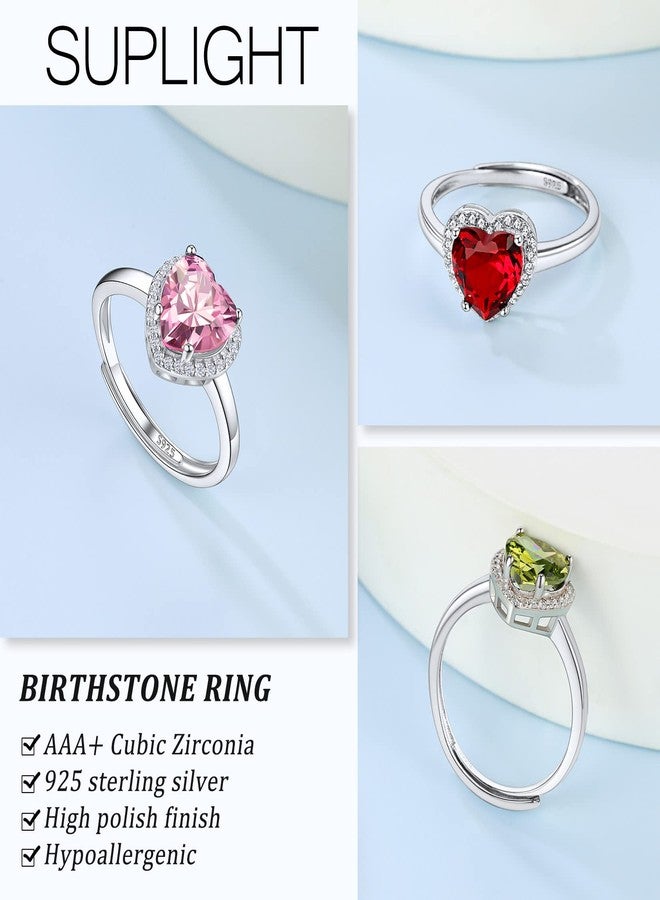 Suplight September Birthstone Ring Blue Sapphire Heart Ring Adjustable Sterling Silver Rings Women - Image 3
