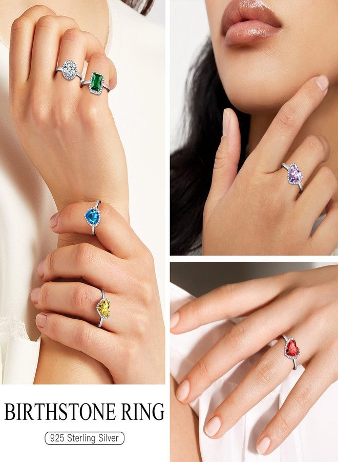 Suplight September Birthstone Ring Blue Sapphire Heart Ring Adjustable Sterling Silver Rings Women - Image 2