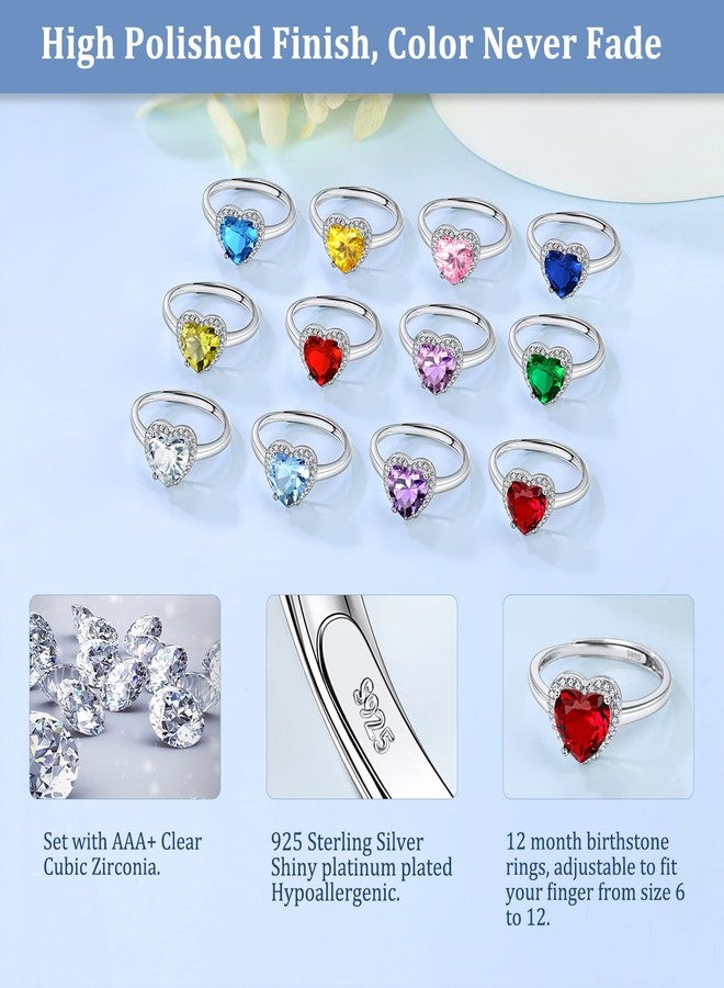 Suplight September Birthstone Ring Blue Sapphire Heart Ring Adjustable Sterling Silver Rings Women - Image 4