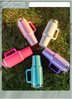HOMESTAR Thermal Mug with Straw Double-Walled Vacuum Insulated Car Mug, Travel Mug With Handle And Straw, For Iced Coffee, Hot or Cold Tea and Beverage  - Image 4
