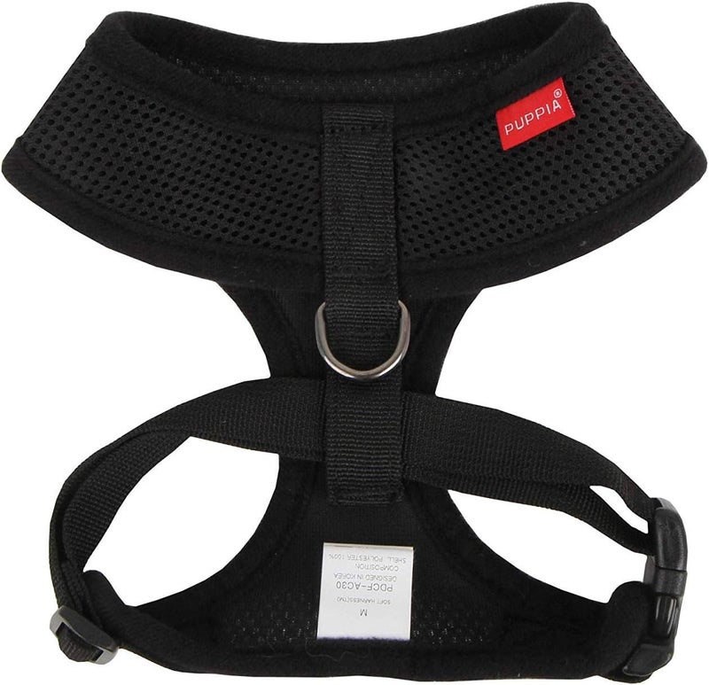 Puppia Soft Dog Harness No Choke Over-The-Head Triple Layered Breathable Mesh Adjustable Chest Belt And Quick-Release Buckle, Black, Small - Image 2