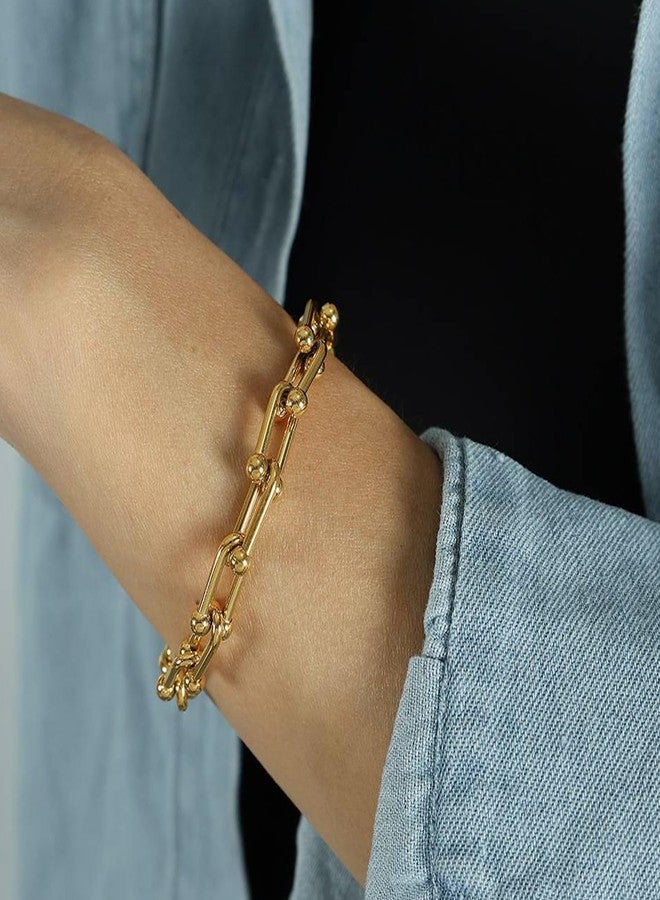Okos Elegant Gold-Plated Anti Tarnish Adjustable Stainless Steel Bracelet for Women & Girls | Premium Fashion Jewellery Gift BR1000064GLD - Image 3