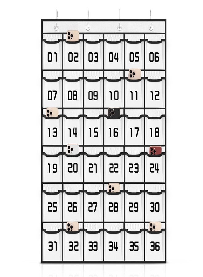 Loghot Classroom Accessories Closet Pocket Chart for Cell Phones Holder Wall Door Hanging Organizer (36 Pockets White) - Image 1