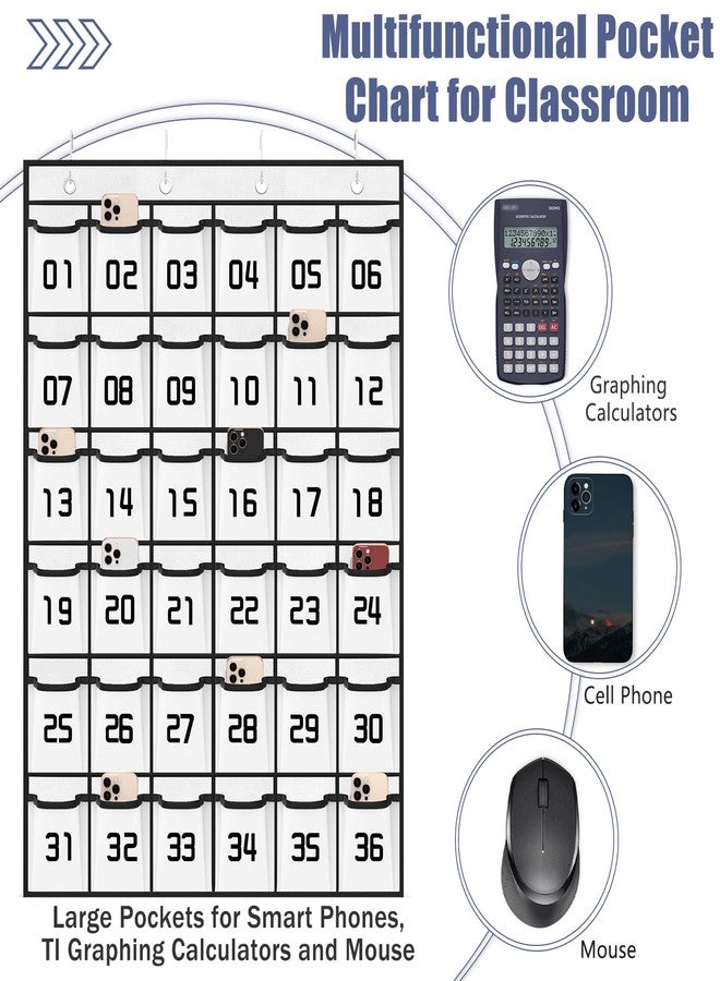 Loghot Classroom Accessories Closet Pocket Chart for Cell Phones Holder Wall Door Hanging Organizer (36 Pockets White) - Image 4