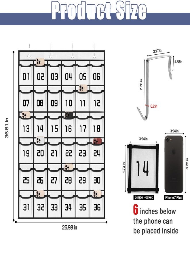 Loghot Classroom Accessories Closet Pocket Chart for Cell Phones Holder Wall Door Hanging Organizer (36 Pockets White) - Image 3