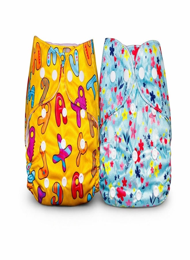 Viscous Cloth Baby Diaper Combo Pack | Leakage Proof Adjustable Cloth Diaper | Washable Reusable Diaper With Insert Pad | Infant Toddler Care Essentials | 3M To 3Years | Pack of 2 | Design -9 - Image 1