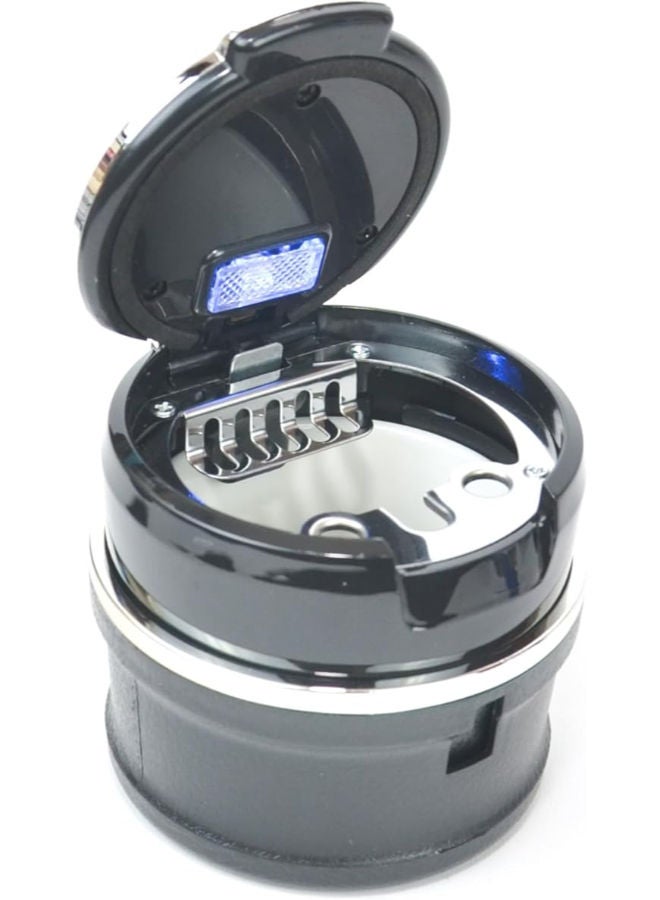 Adjustable Smokeless Car Ashtray with Lid Smell Proof with LED Light with All-ceramic Interior - Cup holder size - Detachable and Portable, Renault - Black and Silver - Image 3