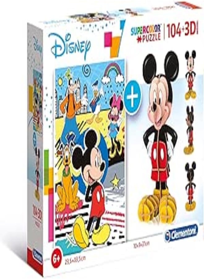 Clementoni Clementoni puzzle 3d mickey mouse 104 pieces, multicolor, 20157 