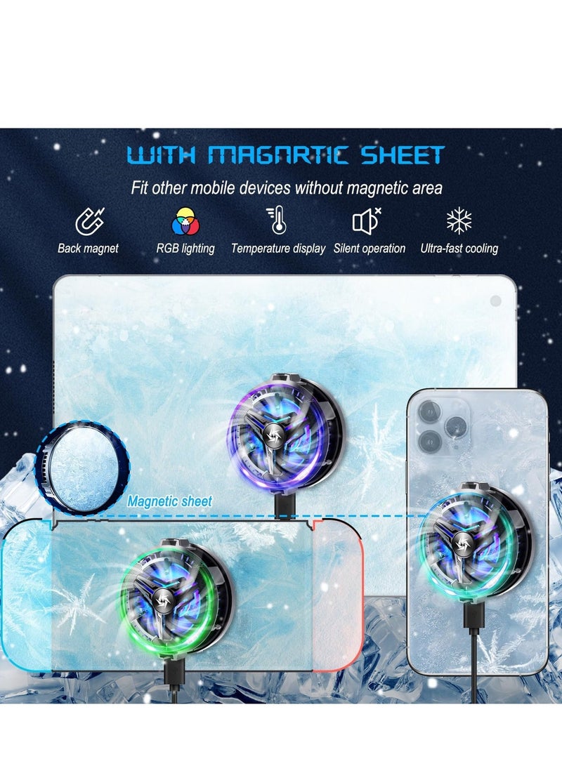 ALAMAREQ Mobile Cooler Semiconductor,Real-time Temperature Display,Color Cycle Cell Semiconductor Phone Cooler Compatible with Phone/Switch/Pad/Laptop,Fit for Gaming,Outdoor Vlog - Image 3