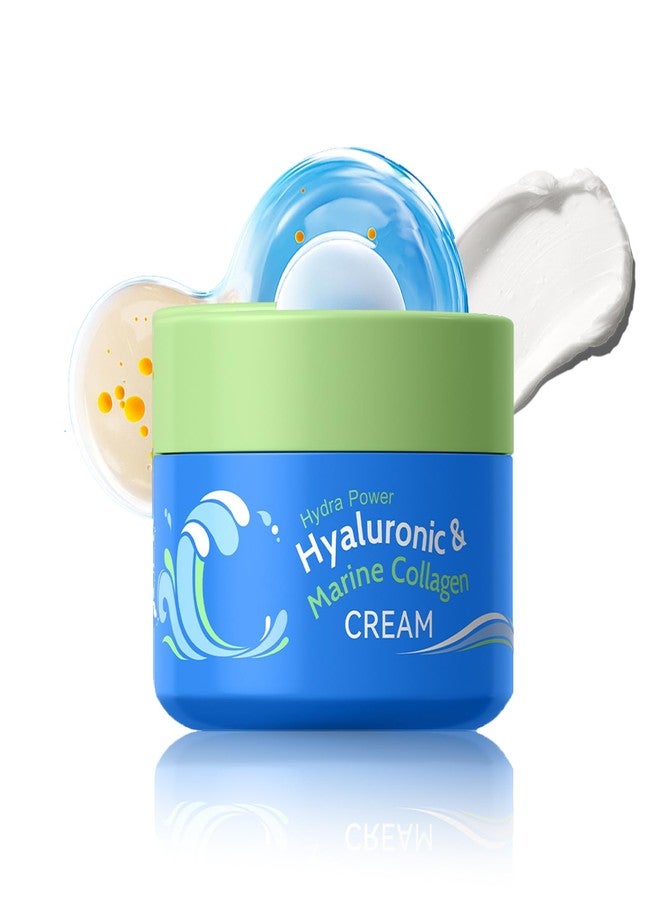Easilydays Hyaluronic & Marine Collagen Facial Moisturizer, Hydra Power Facial Cream, Tighten, Lock in Moisture, Firmer, Fuller Feel Balm Deeply Moisturizing for Face & Body, All Skin Types, 1.06oz - Image 1