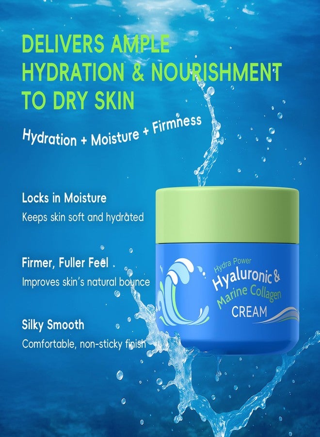 Easilydays Hyaluronic & Marine Collagen Facial Moisturizer, Hydra Power Facial Cream, Tighten, Lock in Moisture, Firmer, Fuller Feel Balm Deeply Moisturizing for Face & Body, All Skin Types, 1.06oz - Image 2