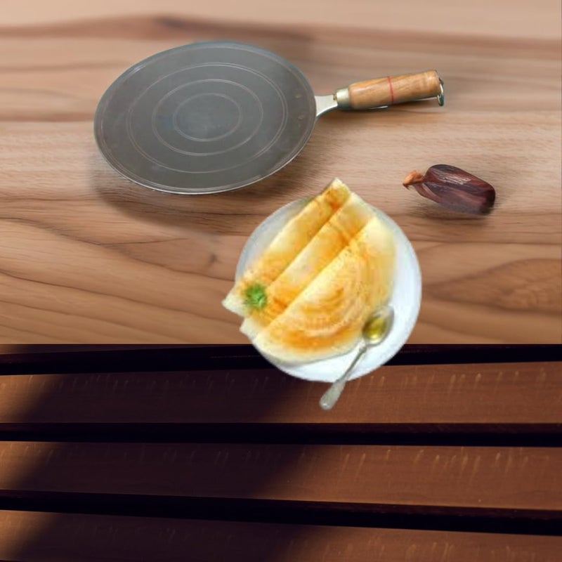 Super Smooth Iron Tawa with Wooden Handle | Pre-Seasoned Dosa/ChapatiTawa | Naturally Non-Stick, No Chemical Coating | Induction Friendly | Dosaikal  - Image 5