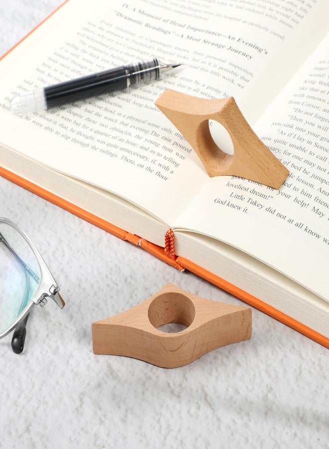 Xelsluthe 2 Pcs Wooden Book Page Holder, Smooth Wood Thumb Page Holder Brown Wooden Pages Holders for Reading Lovers - Image 5