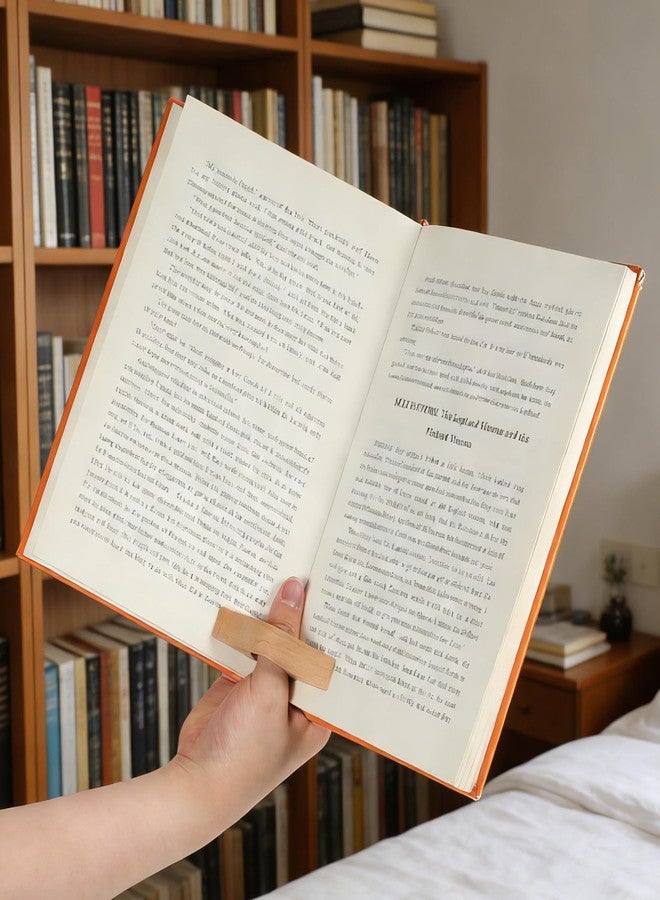 Xelsluthe 2 Pcs Wooden Book Page Holder, Smooth Wood Thumb Page Holder Brown Wooden Pages Holders for Reading Lovers - Image 4